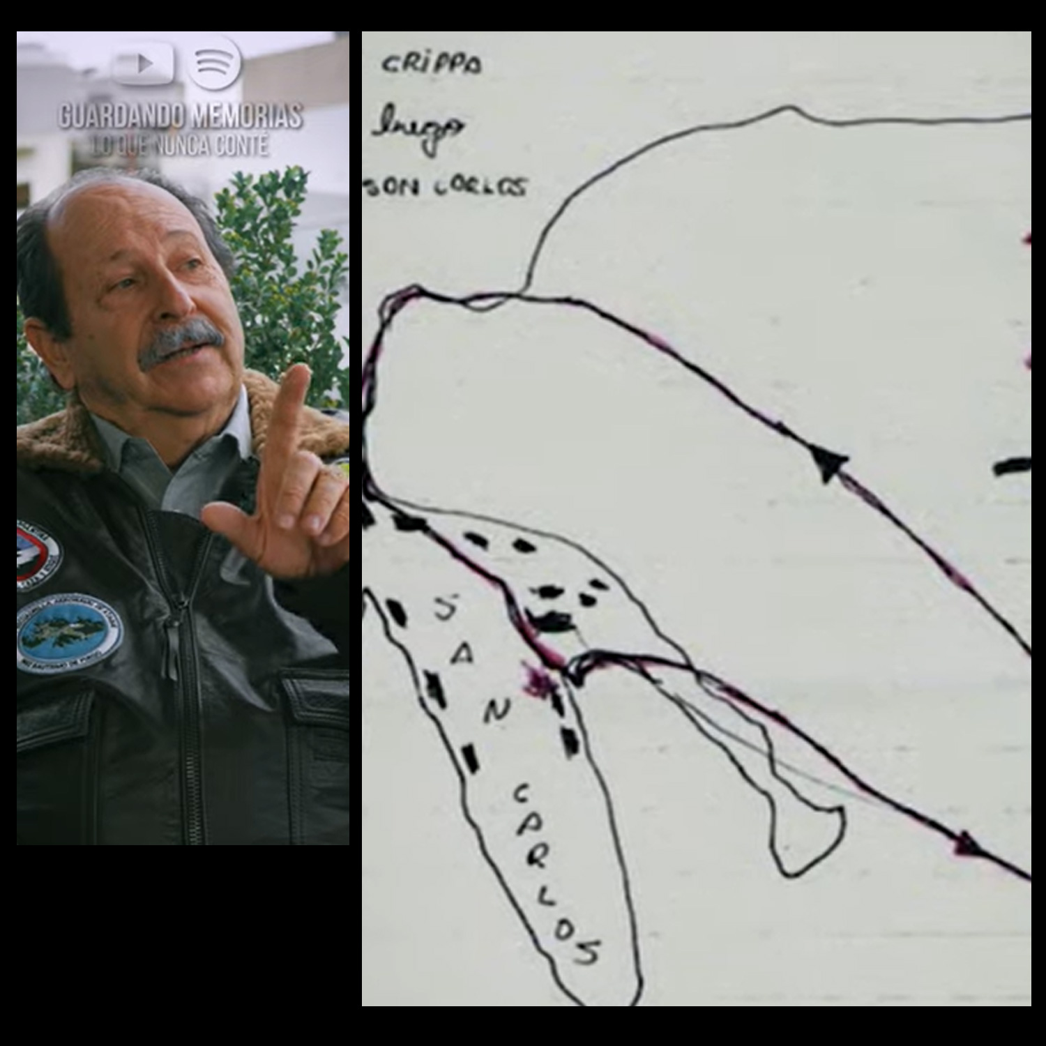 Imágenes reales del dibujo de Owen Crippa, sobre la posición del enemigo.